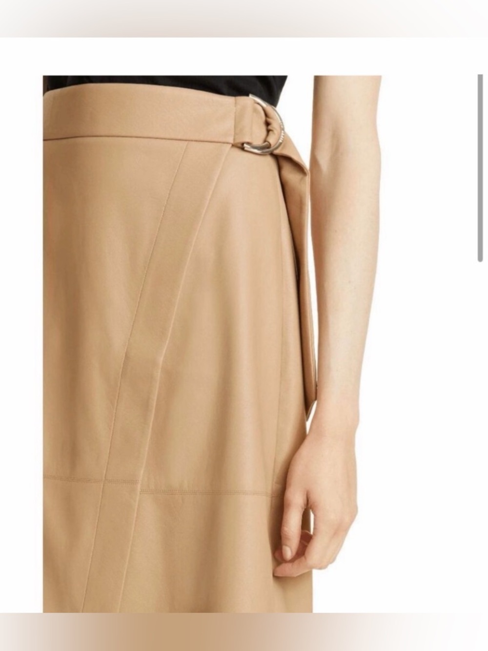 Ted Baker Faux Leather Camel Wrap Midi Skirt — Size 6 (US 14) - Picture 4 of 13
